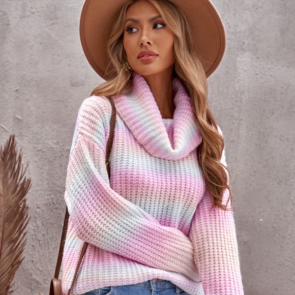 New Cowl Neck Ombre Knit Sweater - Picture 3 of 9